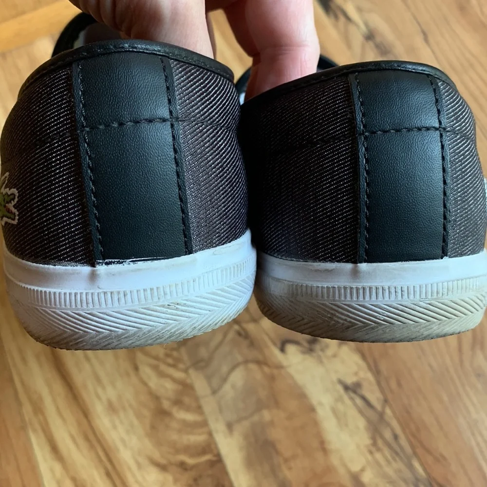 Lacoste men’s size 42 EU black slip on sneakers vegan canvas shoes comfy VGUC